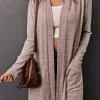 Fashion Dear-Lover Tunic Back Open Front Cardigan with Pockets Pink
