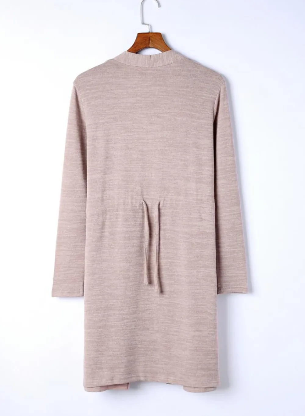 Fashion Dear-Lover Tunic Back Open Front Cardigan with Pockets Pink