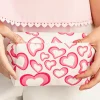 Best Dear-Lover Valentines Fashion Heart Printed Canvas Cosmetic Bag Pink