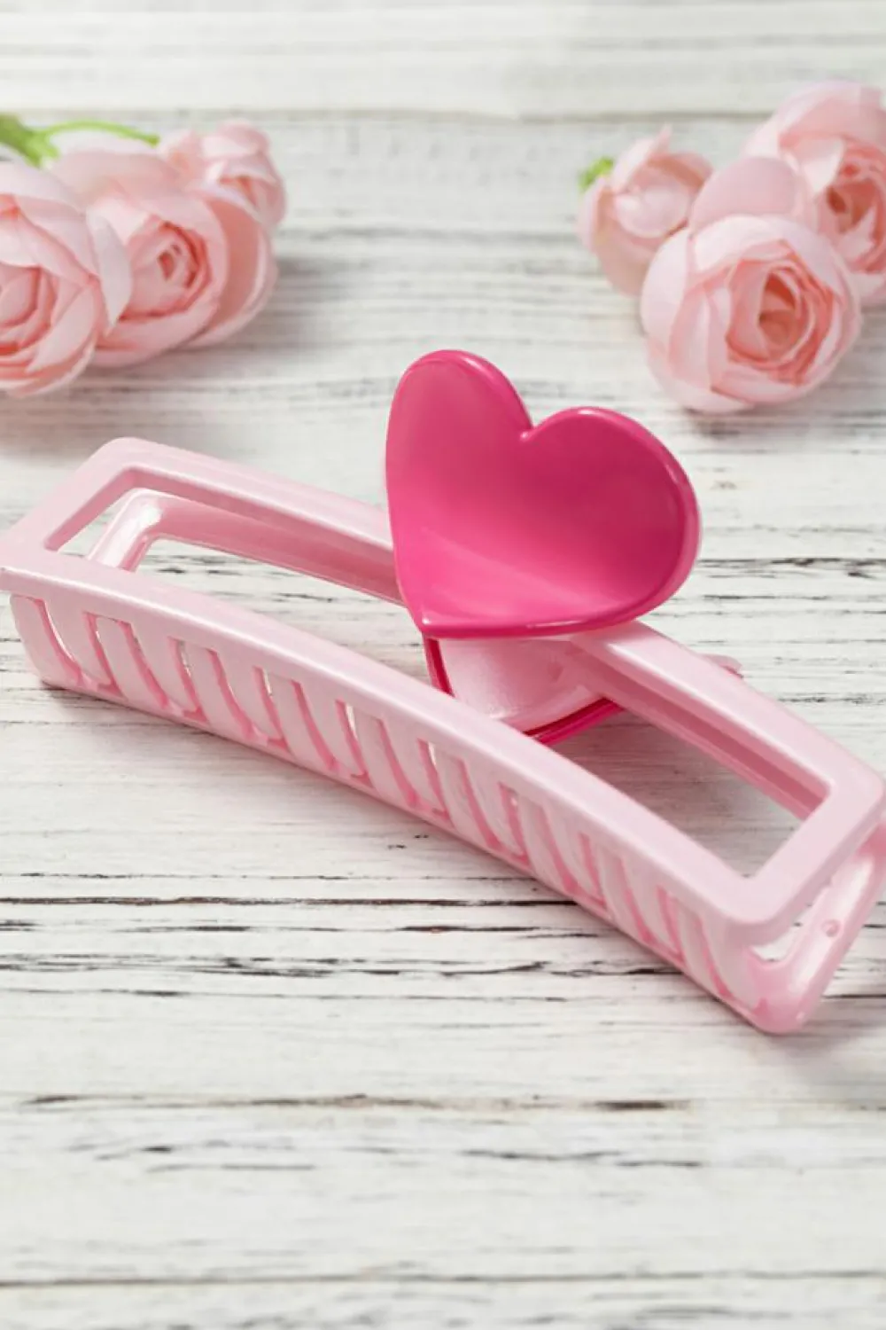 Hot Dear-Lover Valentines Minimalist Heart Design Hair Claw Pink