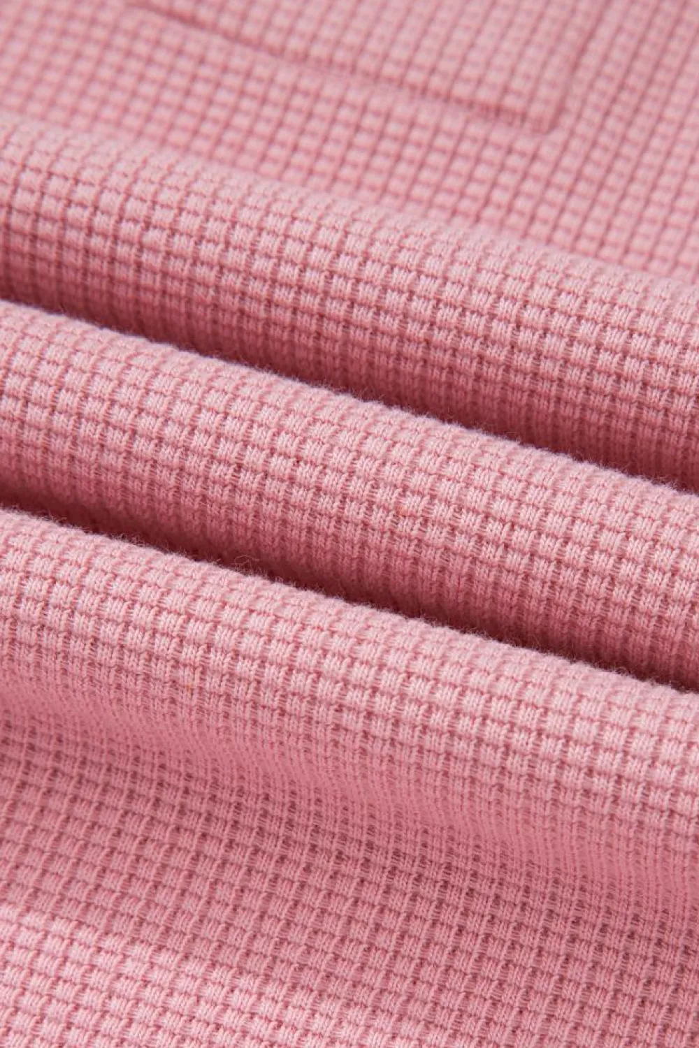 Hot Dear-Lover Waffle knit Bishop Sleeve Split Oversized Top Pink