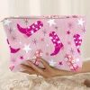 Online Dear-Lover Western Cowboy Boots Star Print Large Makeup Bag Pink