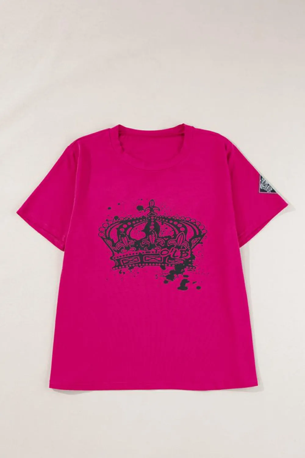 Best Dear-Lover Crown Graphic Crew Neck T Shirt Pitaya Pink