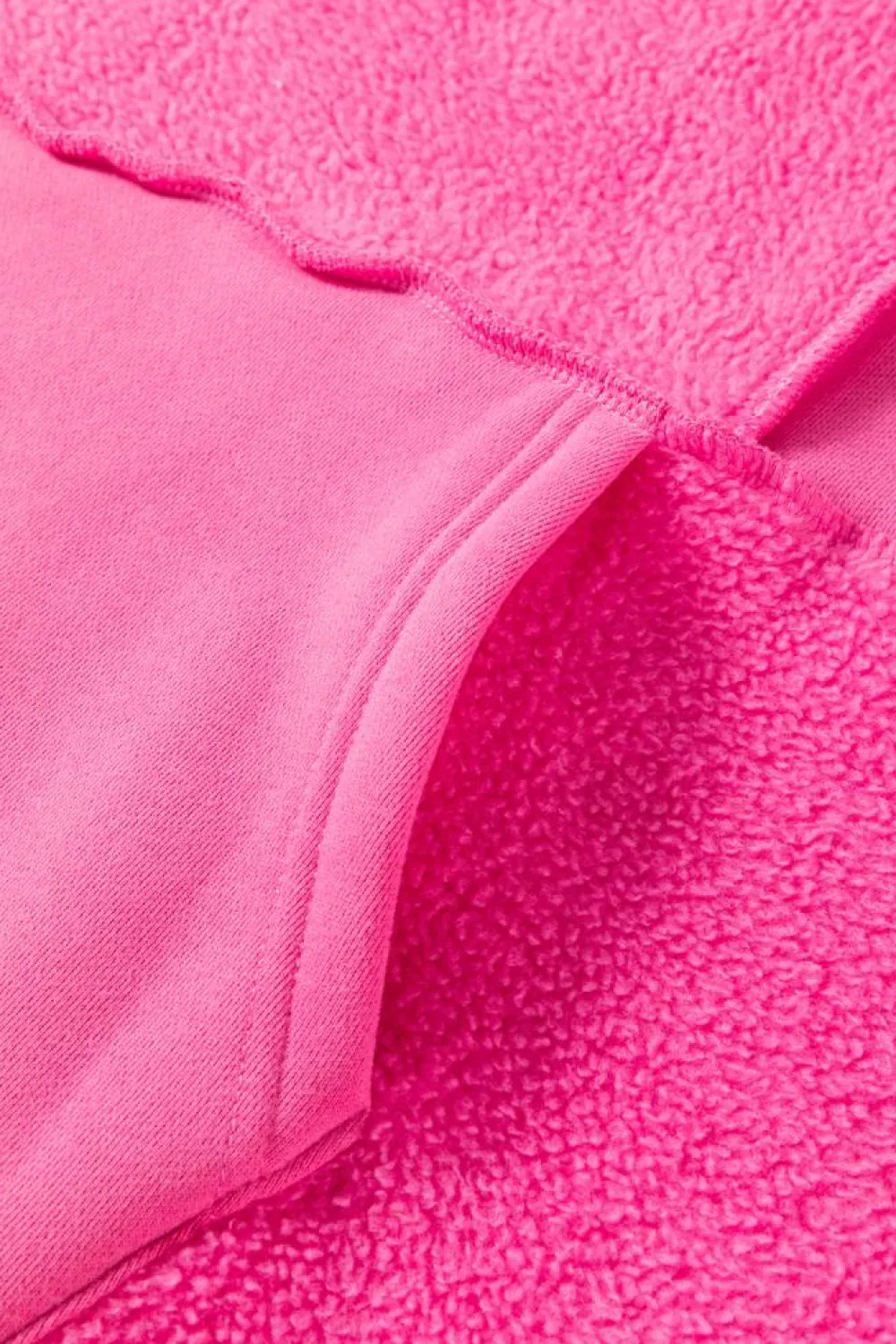 Hot Dear-Lover Mineral Wash Terry Patchwork Drawstring Hoodie Pitaya Pink