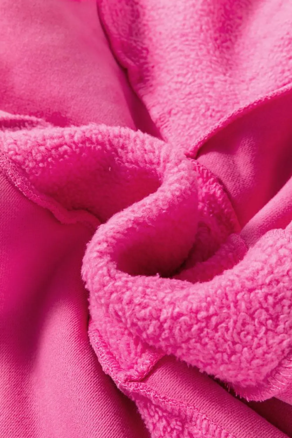 Hot Dear-Lover Mineral Wash Terry Patchwork Drawstring Hoodie Pitaya Pink