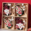 Online Dear-Lover Plaid Christmas Pendant Quad 12PC Set Red Clay