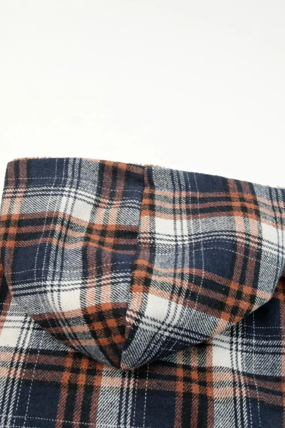 Outlet Dear-Lover Plaid Pattern Sherpa Lined Hooded Shacket Blue-2