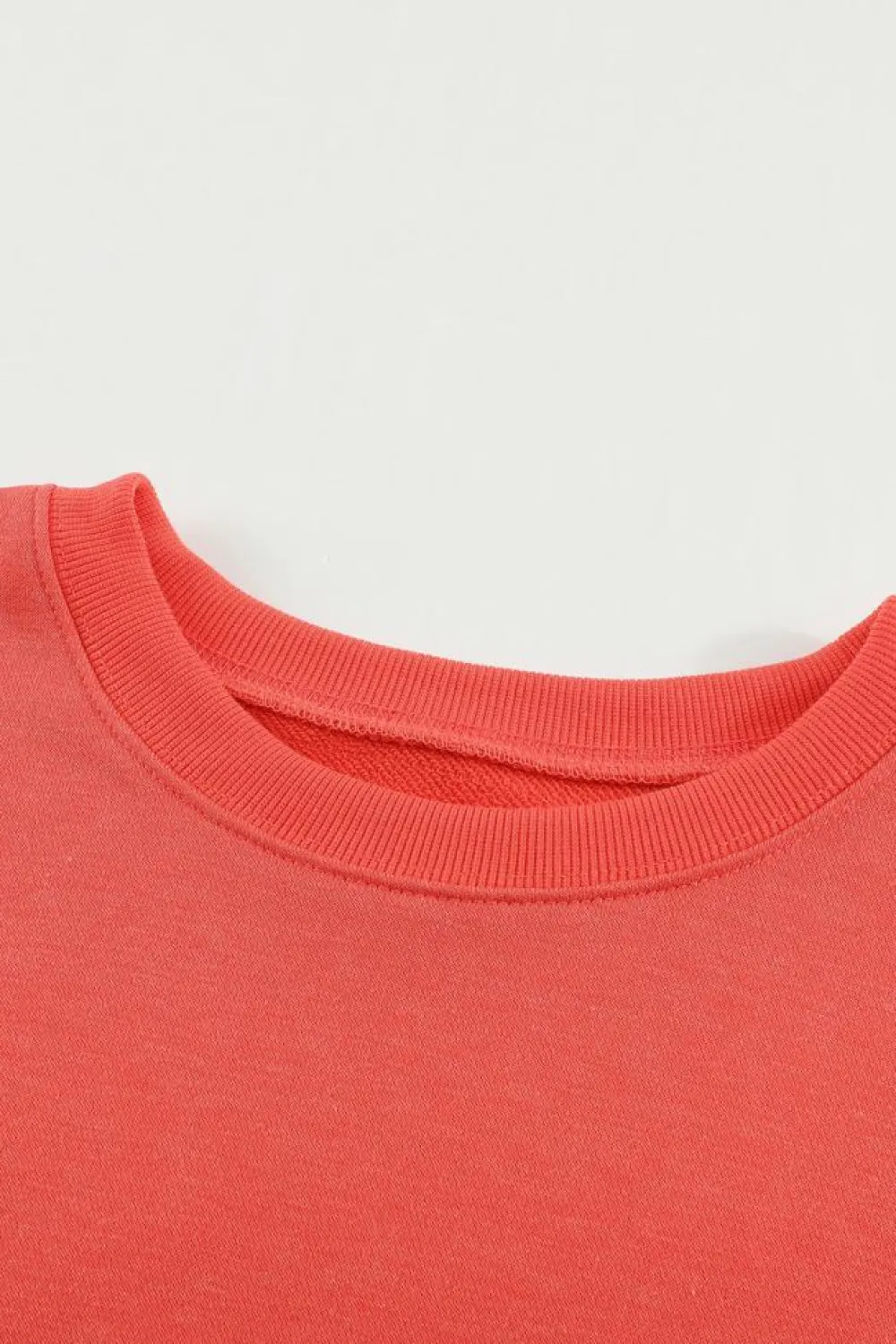 Outlet Dear-Lover Plain Crew Neck Pullover Sweatshirt Fiery Red