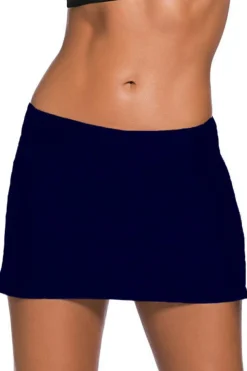 Online Dear-Lover Plus Size Navy Blue Skirted Swim Bikini Bottom Deep blue