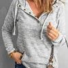 New Dear-Lover Pocket Design Buttoned Casual Hoodie Gray