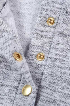 New Dear-Lover Pocket Design Buttoned Casual Hoodie Gray