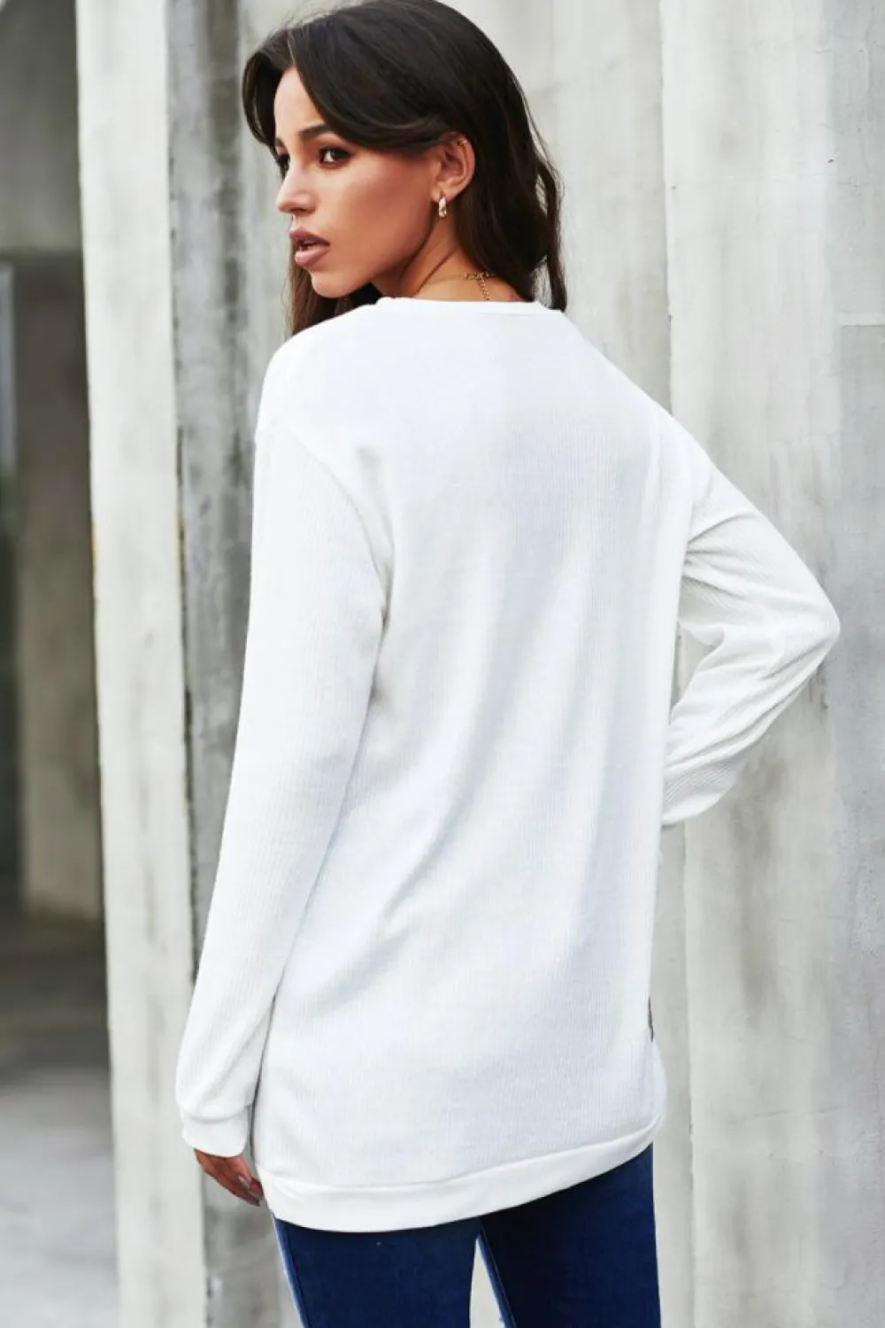Best Dear-Lover PUMPKIN SPICE Graphic Pullover Knit Top White