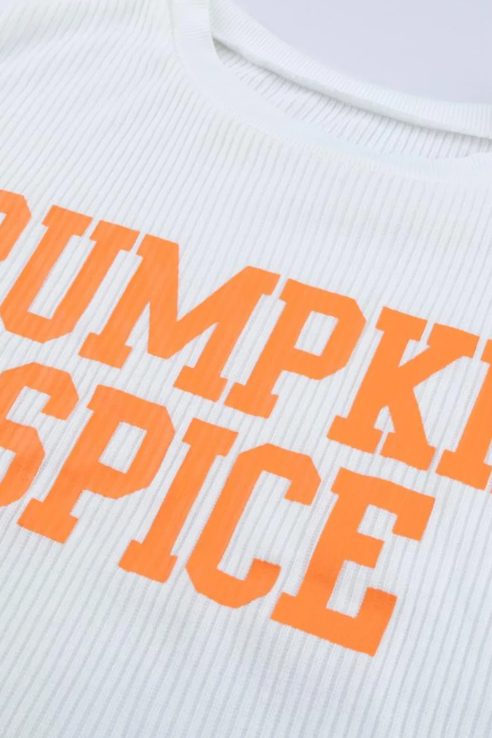 Best Dear-Lover PUMPKIN SPICE Graphic Pullover Knit Top White