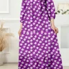 Hot Dear-Lover Boho Printed Half Sleeve Maxi Dress Purple