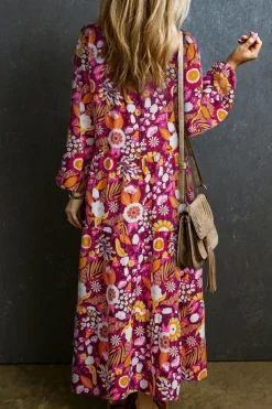 Sale Dear-Lover Collared Tiered Flowy Long Dress Purple