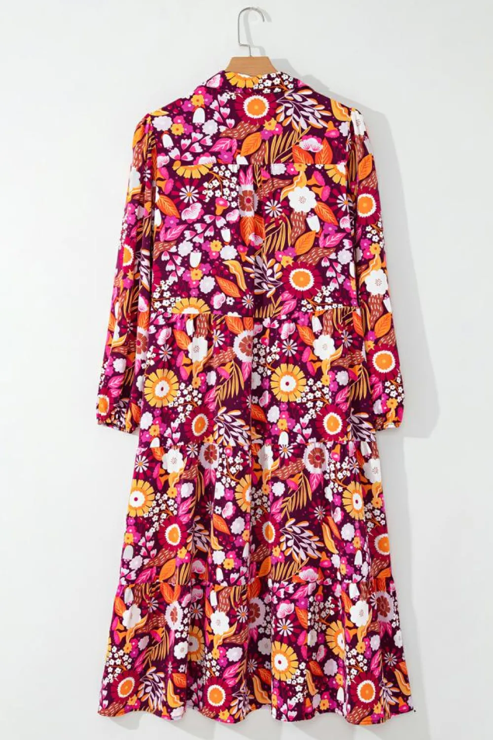 Sale Dear-Lover Collared Tiered Flowy Long Dress Purple