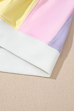 Clearance Dear-Lover Color Block Patchwork Half Sleeve Oversized T Shirt Purple