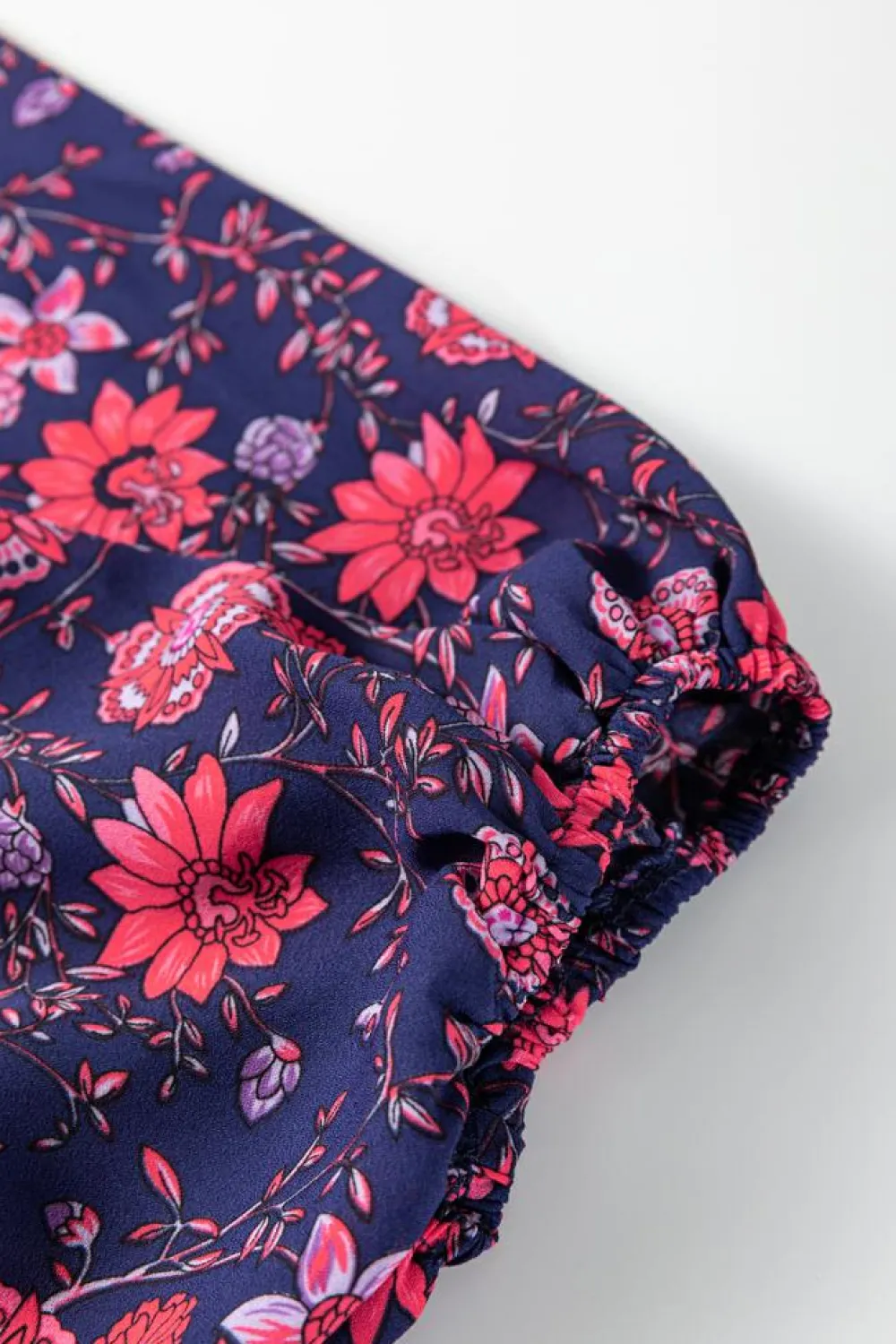 Hot Dear-Lover Floral Half Sleeve Split Neck Blouse Top Purple