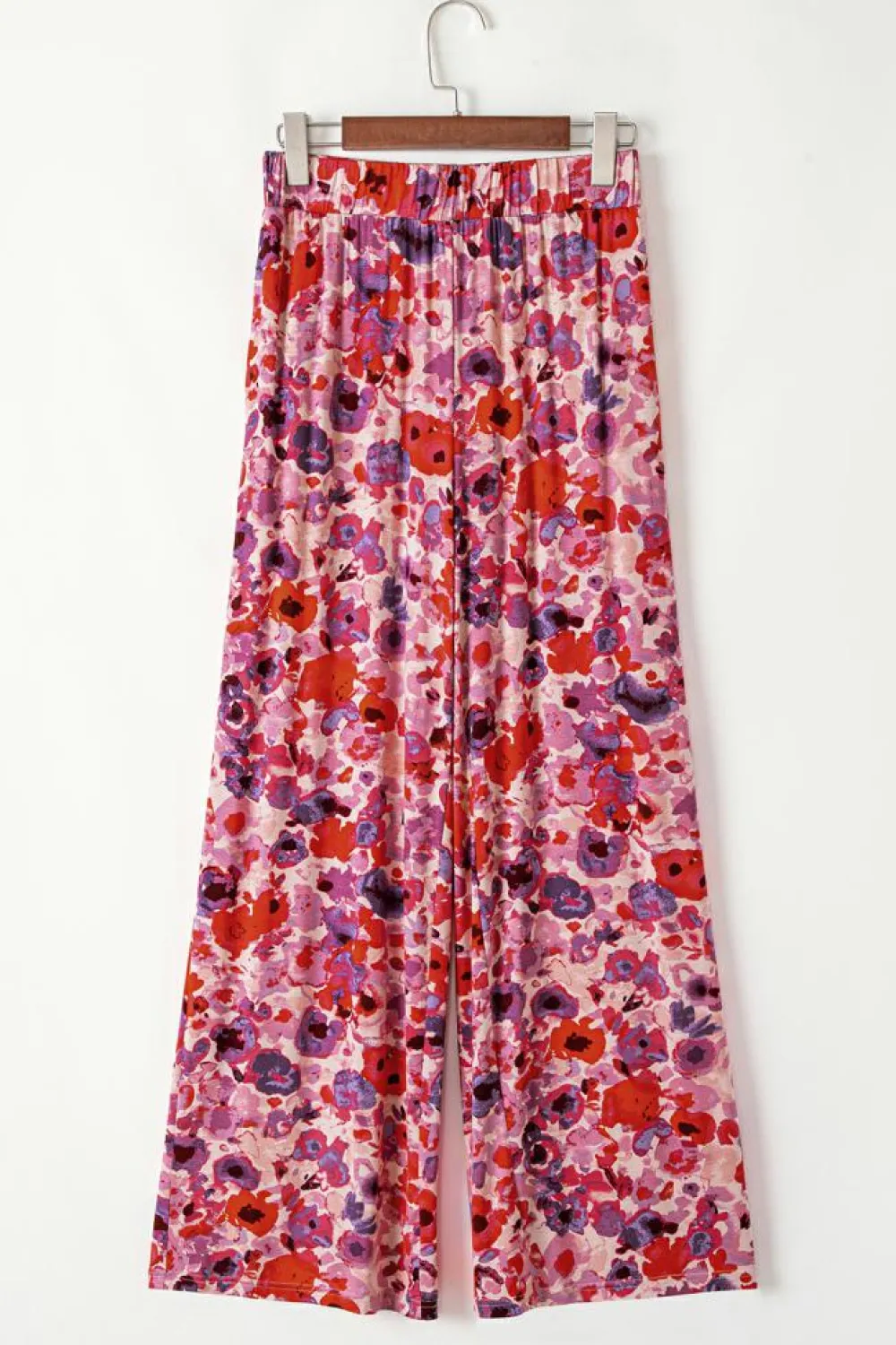 Sale Dear-Lover Floral Wide Leg Elastic High Waist Pants Purple