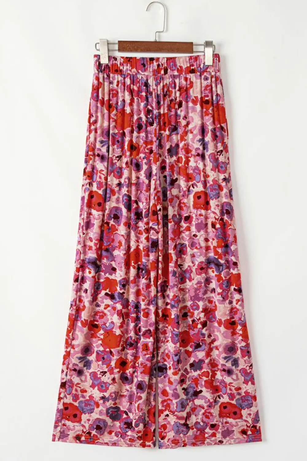 Sale Dear-Lover Floral Wide Leg Elastic High Waist Pants Purple