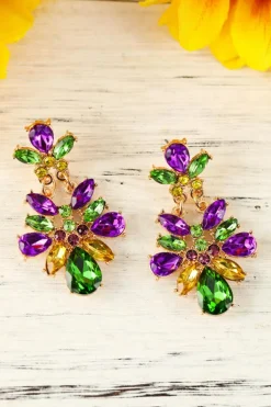 Hot Dear-Lover Mardi Gras Gem Stone Dangle Earrings Purple