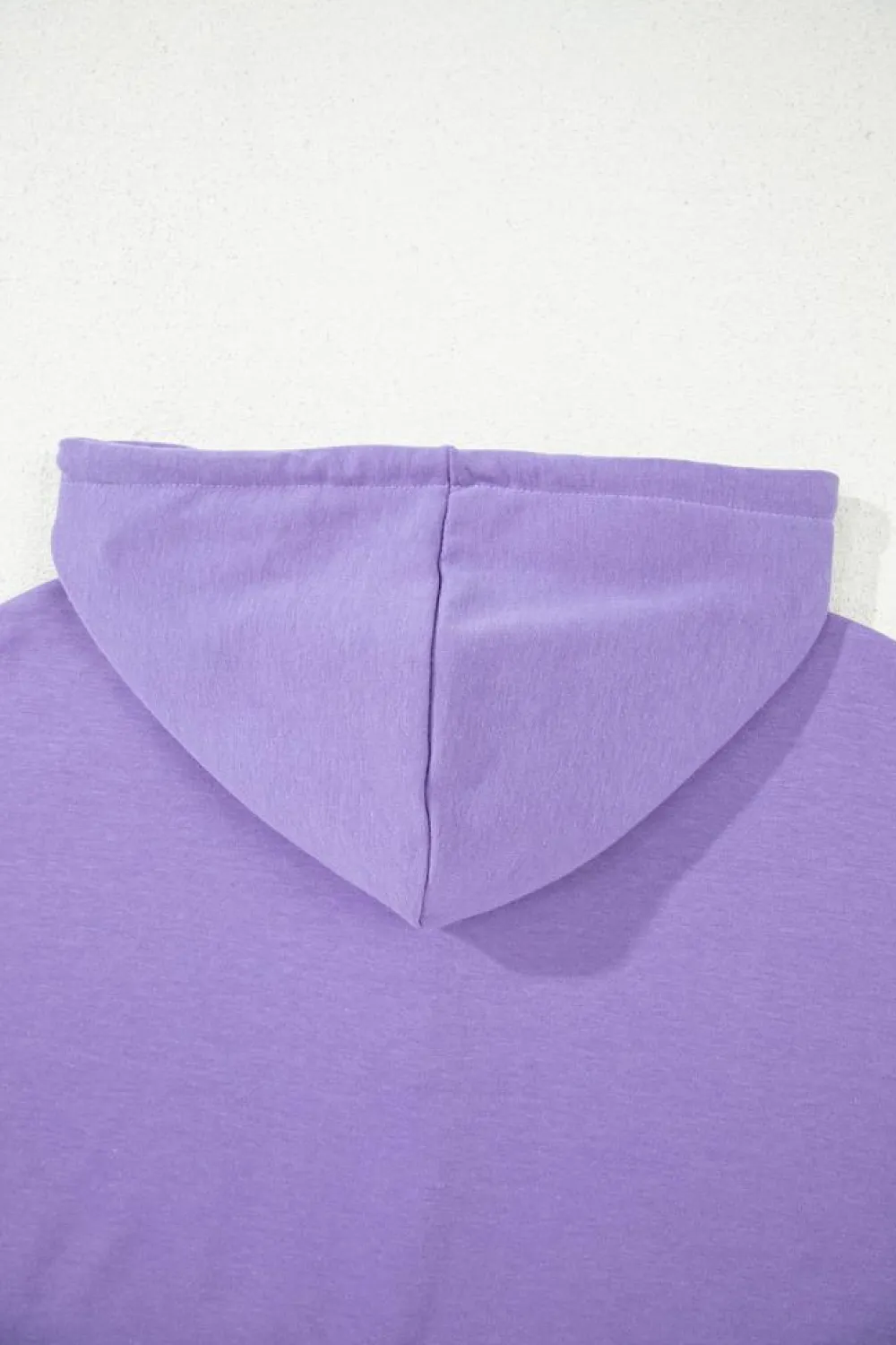 Best Dear-Lover Short Sleeve Buttoned Neck Kangaroo Pocket Hoodie Purple