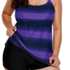 Clearance Dear-Lover Strappy Hollow-out Back Plus Size Tankini Purple