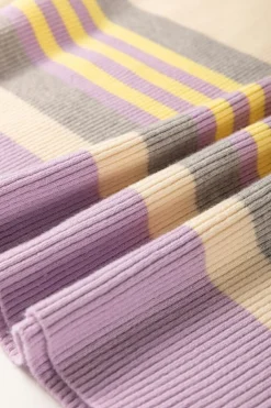 Best Dear-Lover Borderline Rib Knit Cuffed Dolman Sleeve Sweater Purple Stripe