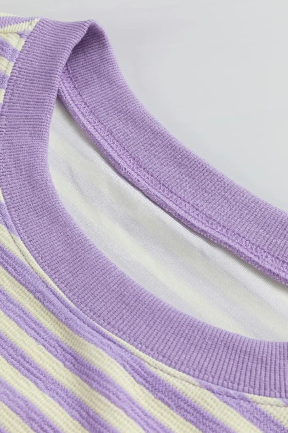 Online Dear-Lover Loose Drop Shoulder Long Sleeve Top Purple Stripe