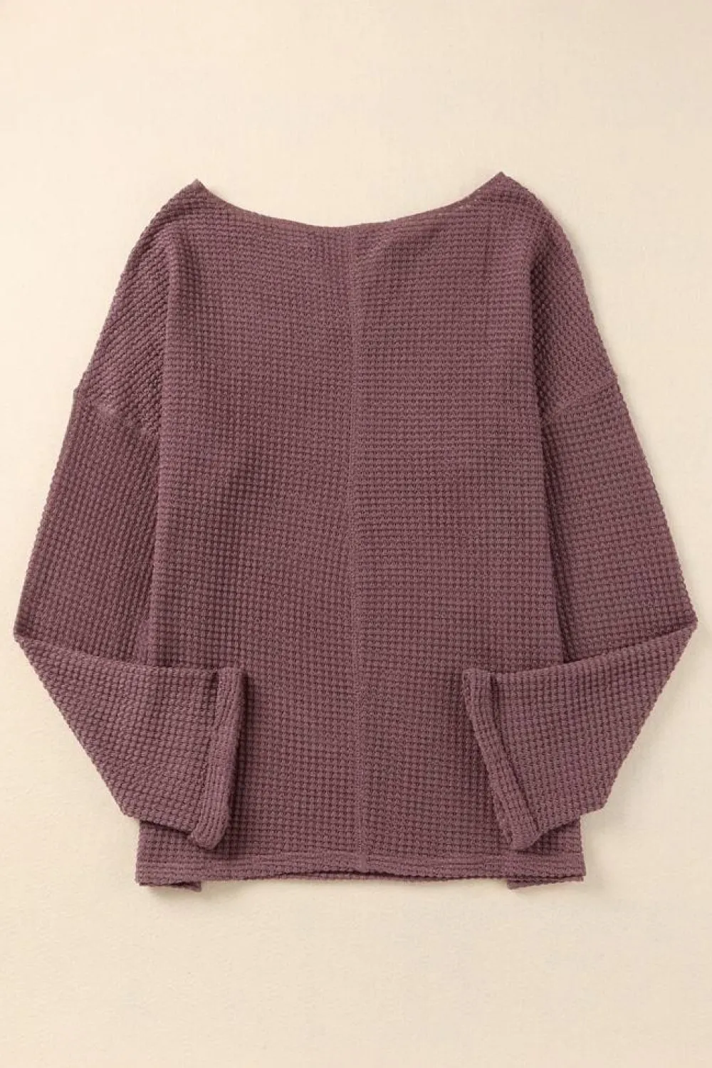 Outlet Dear-Lover Waffle Knit Loose Long Sleeve Top purple