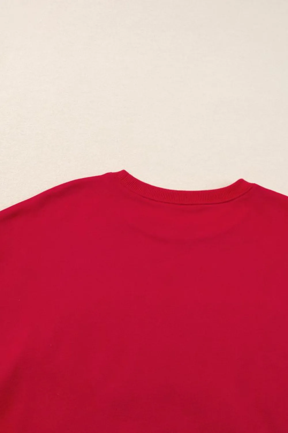 Best Dear-Lover Aphabet Chenille Embroidered Pullover Sweatshirt Racing Red