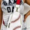 Clearance Dear-Lover Balls Pattern PU Leather Zipped Sling Bag Racing Red