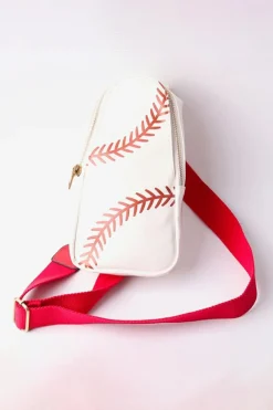 Clearance Dear-Lover Balls Pattern PU Leather Zipped Sling Bag Racing Red