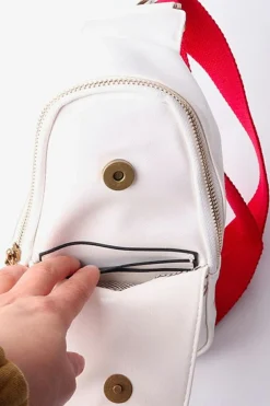 Clearance Dear-Lover Balls Pattern PU Leather Zipped Sling Bag Racing Red