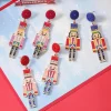 Fashion Dear-Lover Beaded Christmas Nutcracker Earrings Racing Red
