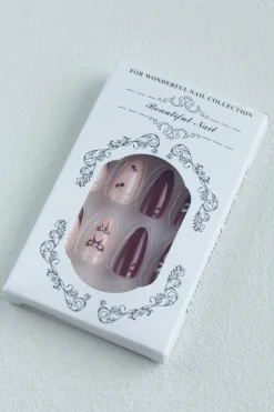 Online Dear-Lover Bow Cherry Pearled Almond Shape Nail Stickers with Jelly Glue Racing Red
