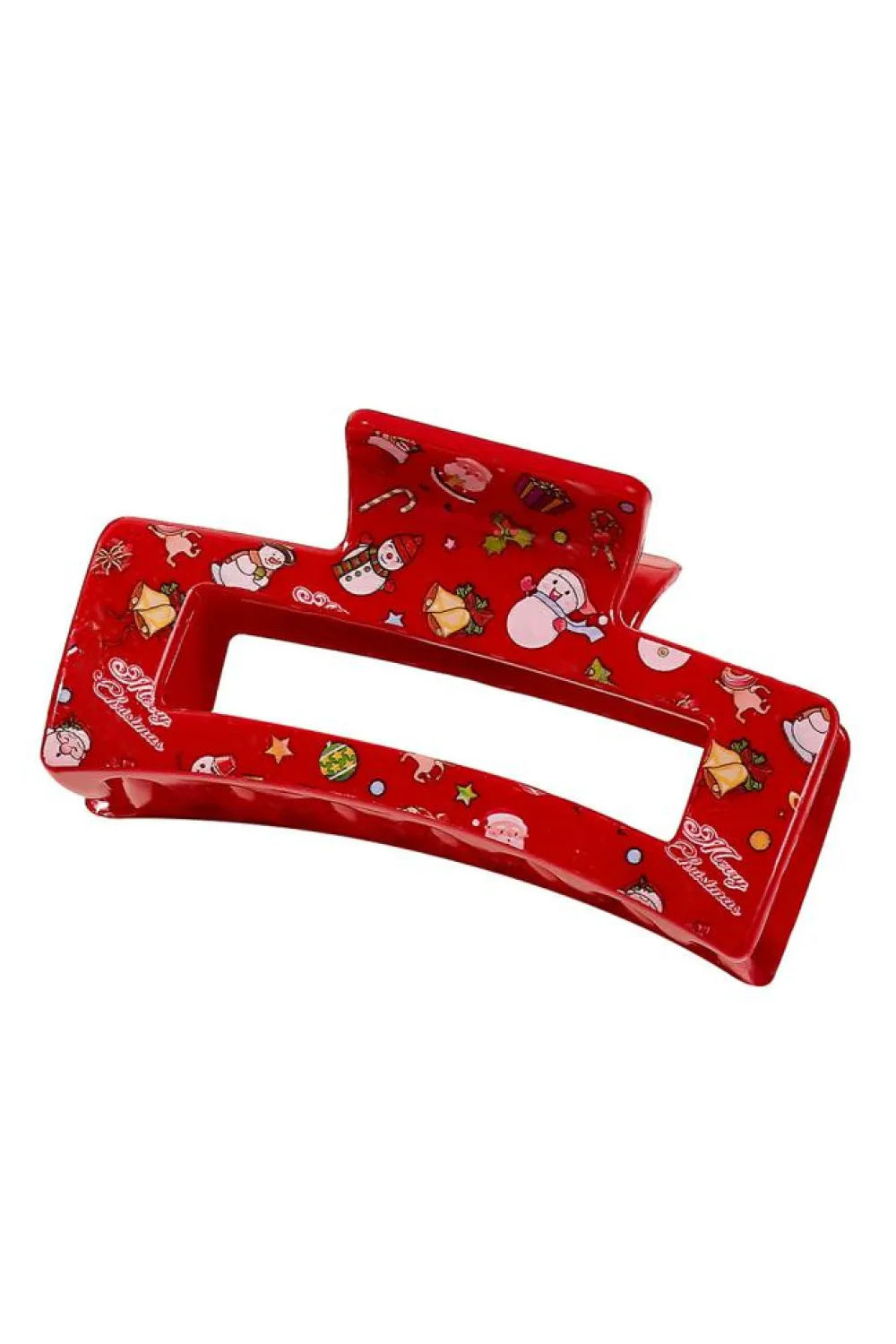 Fashion Dear-Lover Cartoon Christmas Pattern Print Hollow Out Hair Clip Racing Red