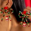 Online Dear-Lover Christmas Santa Pendant Beaded Bow Knot Stud Earrings Racing Red
