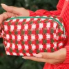 Best Dear-Lover Christmas Style Crochet Zipper Square Makeup Bag Racing Red