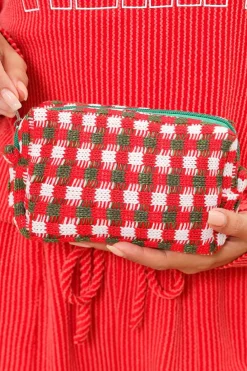 Best Dear-Lover Christmas Style Crochet Zipper Square Makeup Bag Racing Red