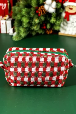 Best Dear-Lover Christmas Style Crochet Zipper Square Makeup Bag Racing Red