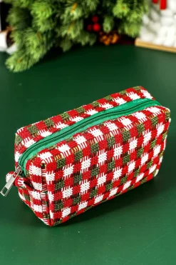 Best Dear-Lover Christmas Style Crochet Zipper Square Makeup Bag Racing Red