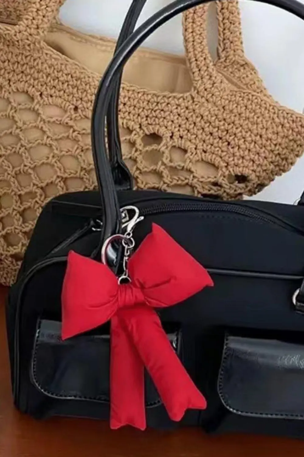 Best Dear-Lover Cute 3D Bow Knot Keychain Racing Red