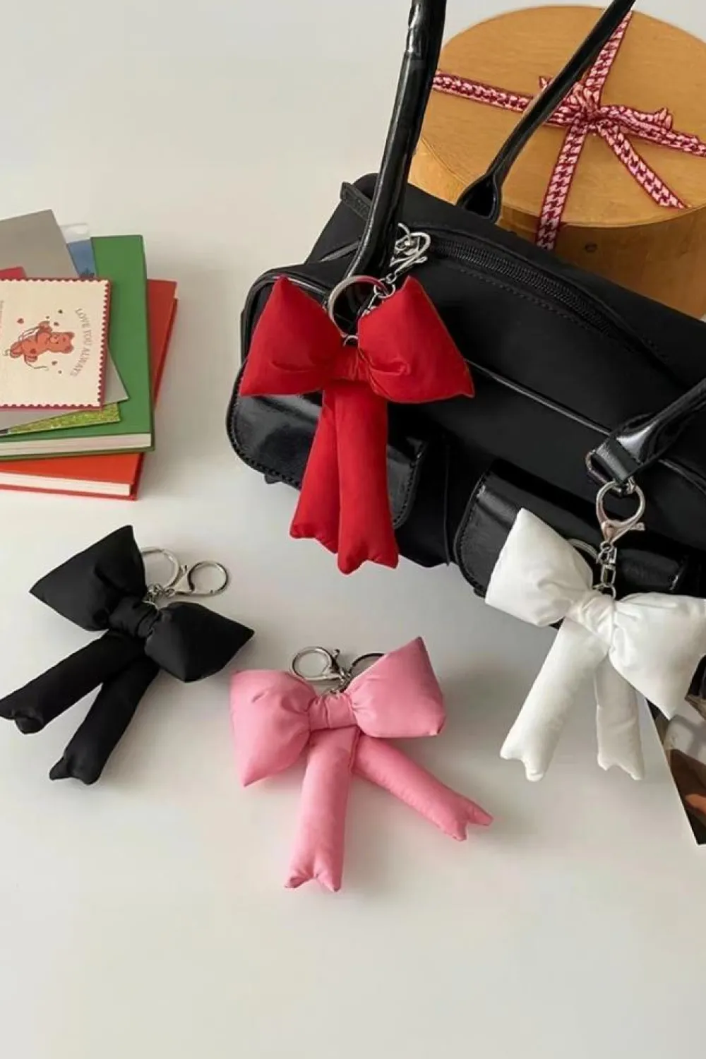 Best Dear-Lover Cute 3D Bow Knot Keychain Racing Red