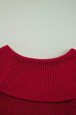 Hot Dear-Lover Off-the-shoulder Knit Sweater Racing Red