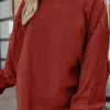 Discount Dear-Lover Ribbed Corduroy Oversized Sweatshirt Racing Red