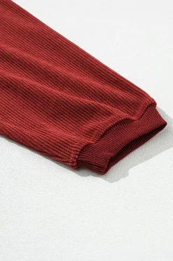 Discount Dear-Lover Ribbed Corduroy Oversized Sweatshirt Racing Red