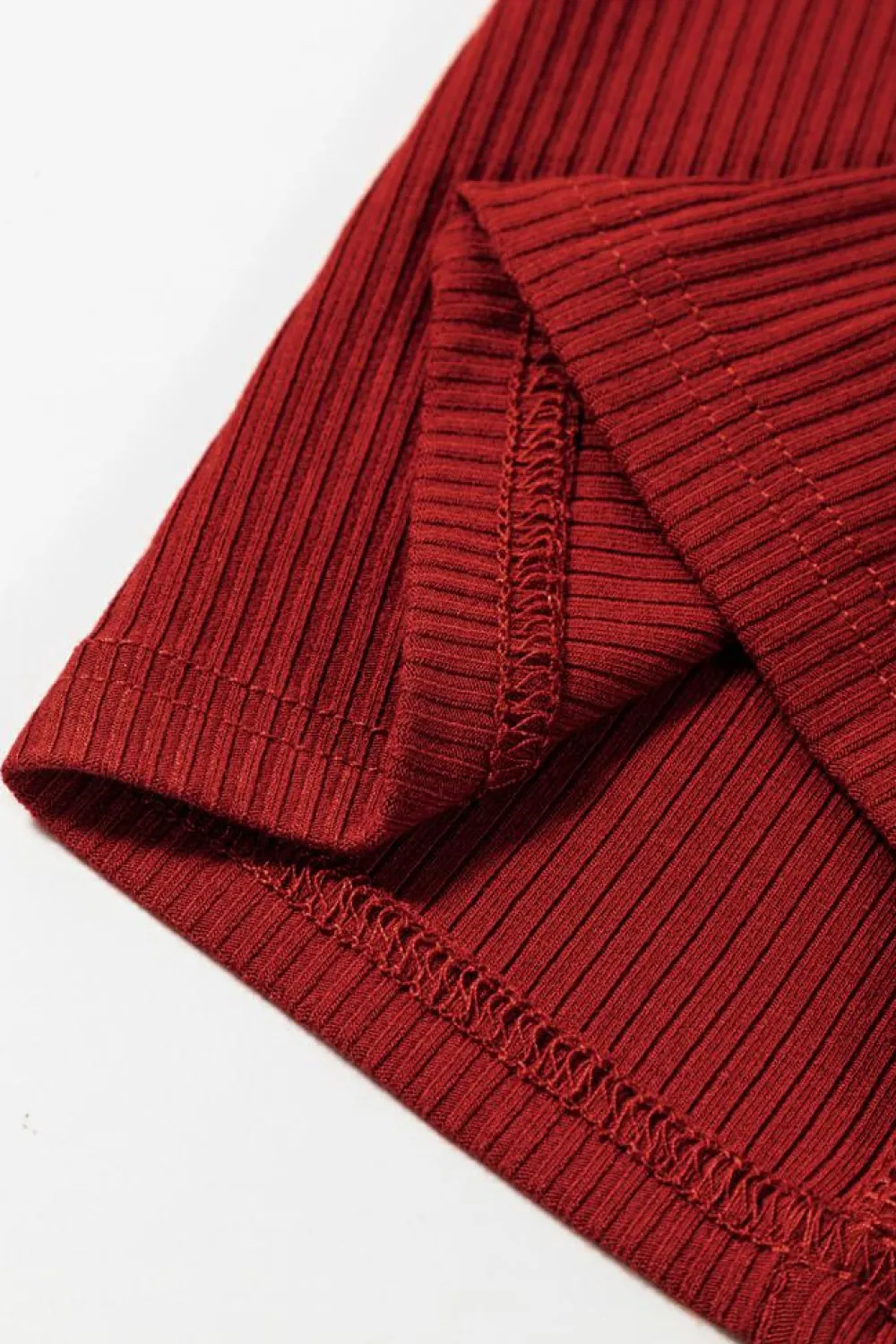 Best Dear-Lover Ribbed Knit Long Sleeve High Neck Mini Dress Racing Red