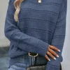 Clearance Dear-Lover Boat Neck Drop Shoulder Pointelle Knit Sweater Real Teal