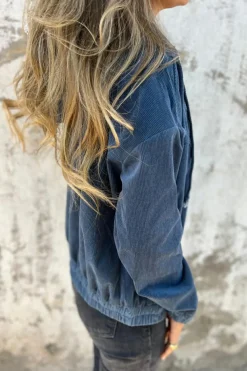 Discount Dear-Lover Corduroy Drawstring Hooded Pocket Zip Up Jacket Real Teal